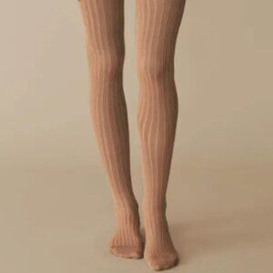 Doen COLLÉGIEN RIBBED TIGHTS -- Caramel au Beurre Tan Brown Small